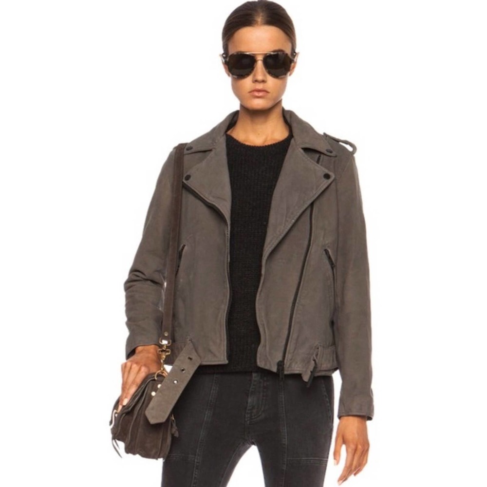 Current Elliot The Prospect Leather Biker Jacket in Castle